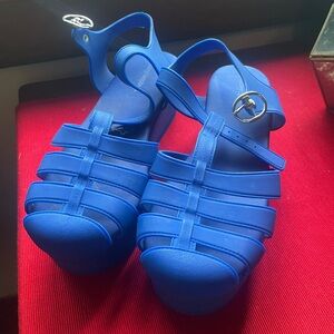Jeffery Campbell Blue Platform Sandals 8 almost new (worms once)